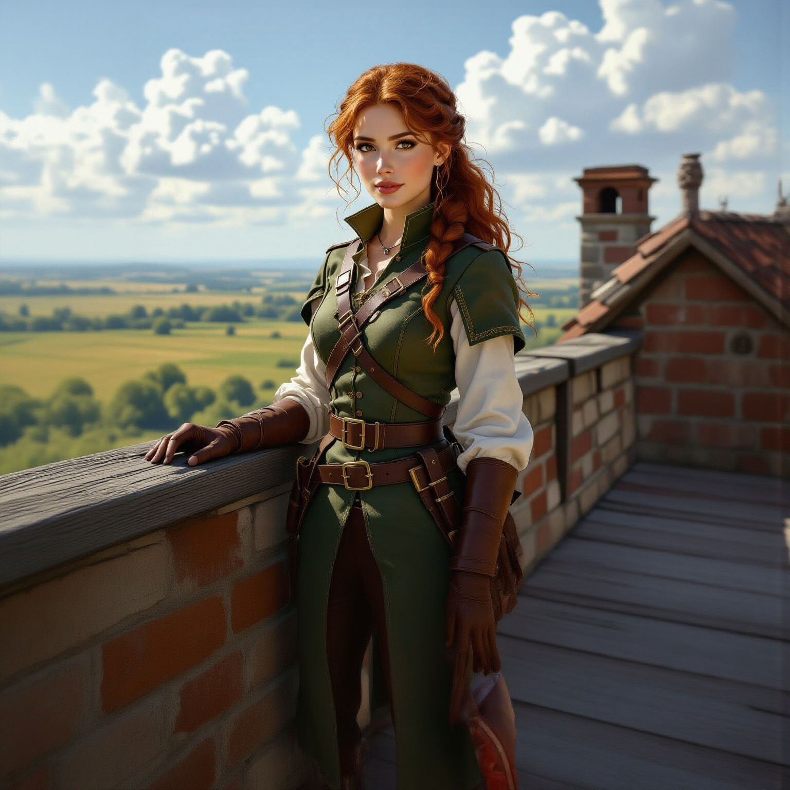 Red Haired Ranger Woman on Tower Roof Deck