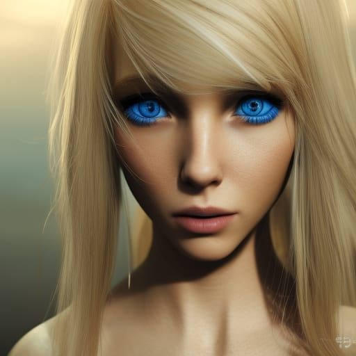 Blonde Girl with Blue Eyes: 3D Game Cinematic