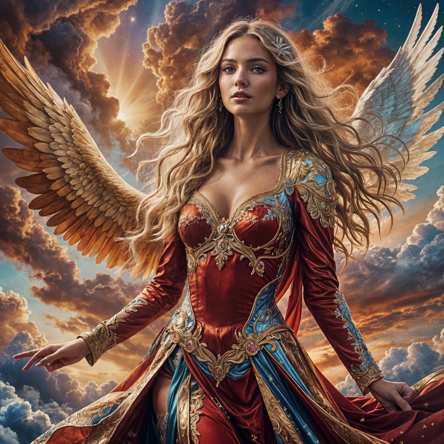 Against a breathtaking backdrop of swirling, iridescent clouds and a star-studded sky, a resplendent Victoria's Secret a...