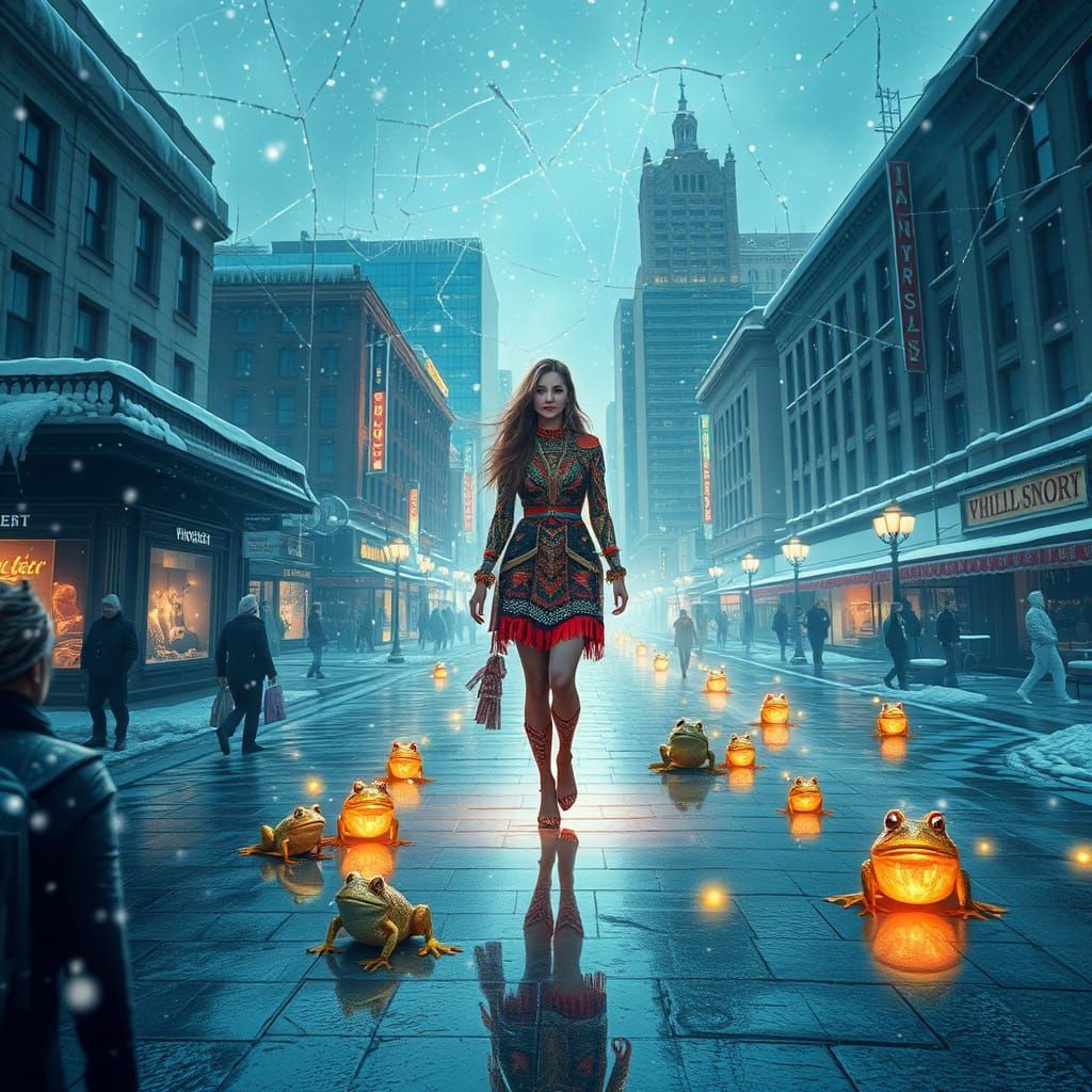 Winter Wonderland City Square: A Bio-Art Scene