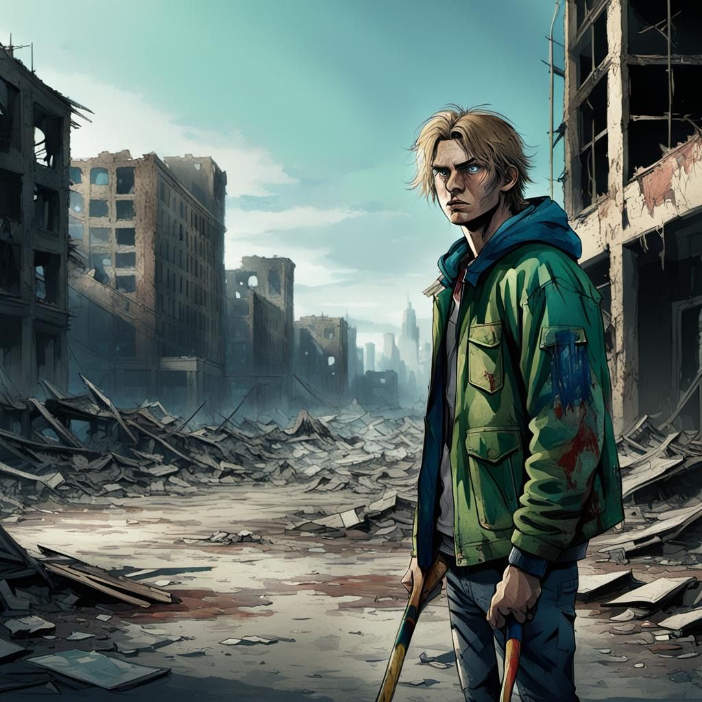 Post-Apocalyptic Hockey Player in Gritty Realism Style