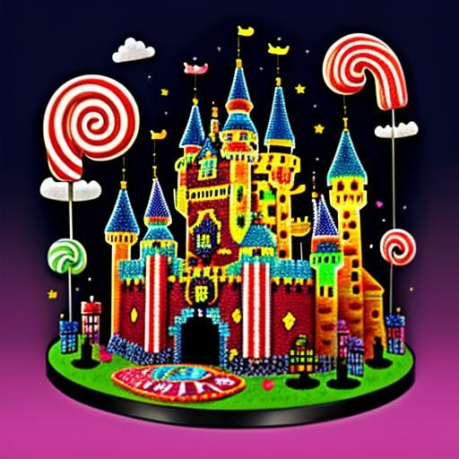 Mosaic Horrorcat in Candyland Castle, Candy Colors