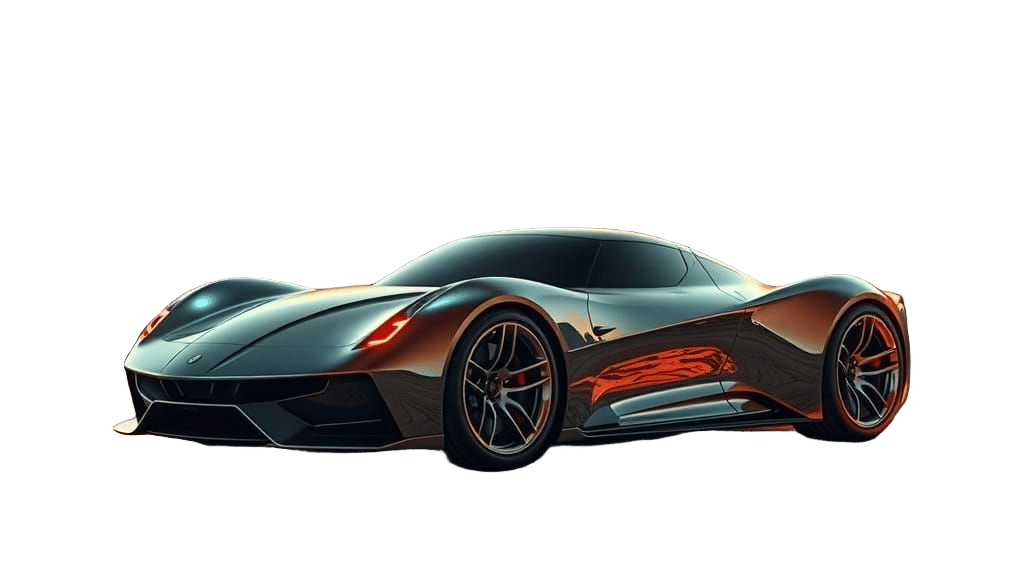 Chrome Supercar on Desert Planet: Hyperrealistic Concept Art