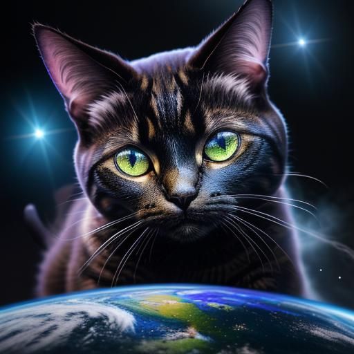 Surreal Cat Supernova in Space Pop-Art