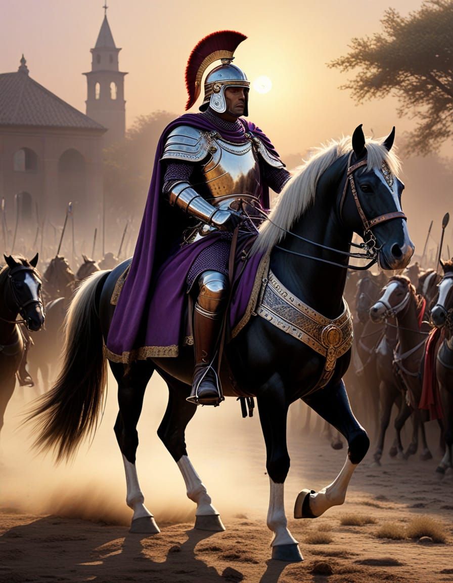 Roman Centurion Charging into Battle at Dawn