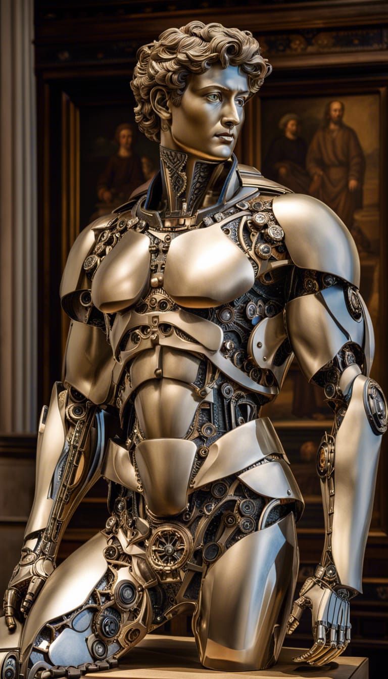 AI David Sculpture from Recycled Materials