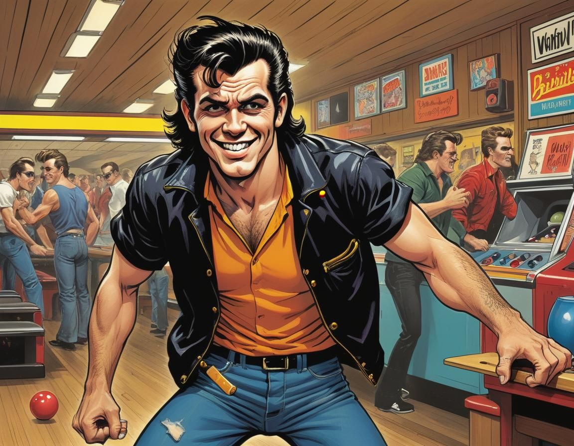 Retro Greaser Celebrates in a Vibrant Comic Book Art Style