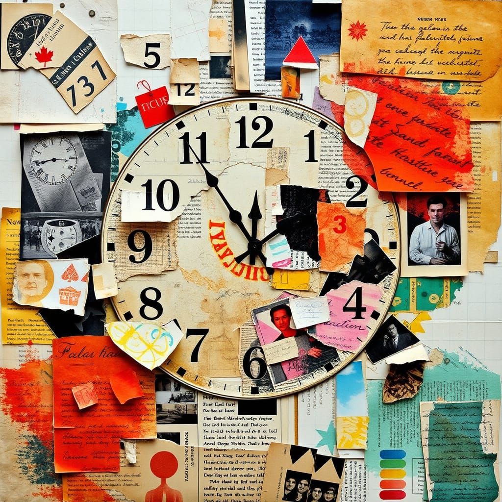 Abstract Collage of Time and Memory