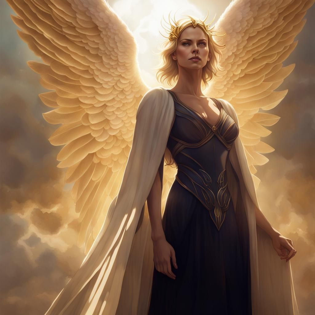 Charlize Theron as a Fantasy Angel Portrait