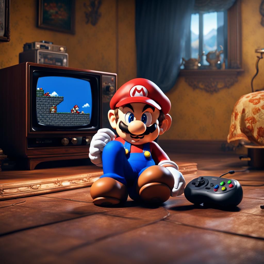 Mario Plays Sonic: Detailed Matte Painting