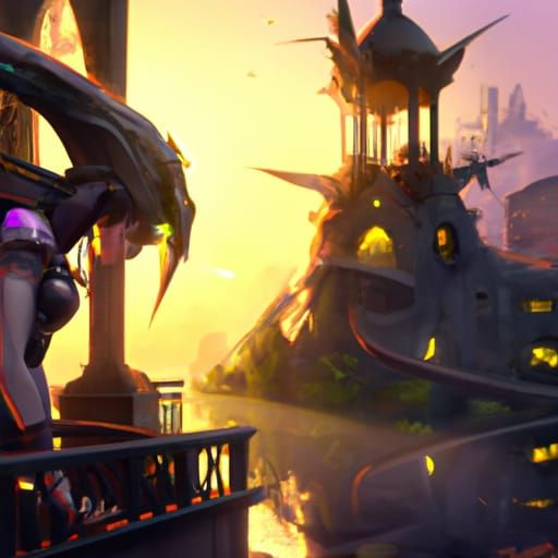 Muslim Girl with Dragons at Sunset