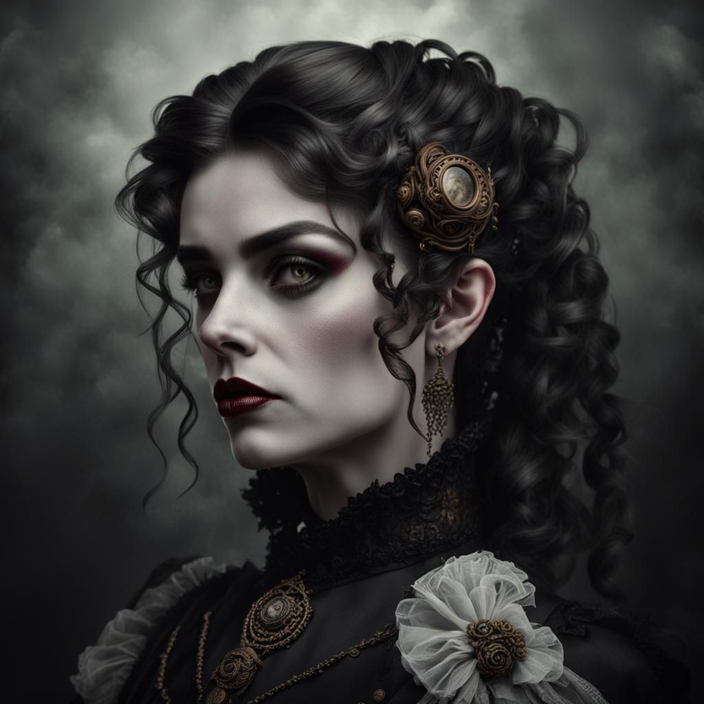 Steampunk Victorian Vampire Portrait: AI Generated Image