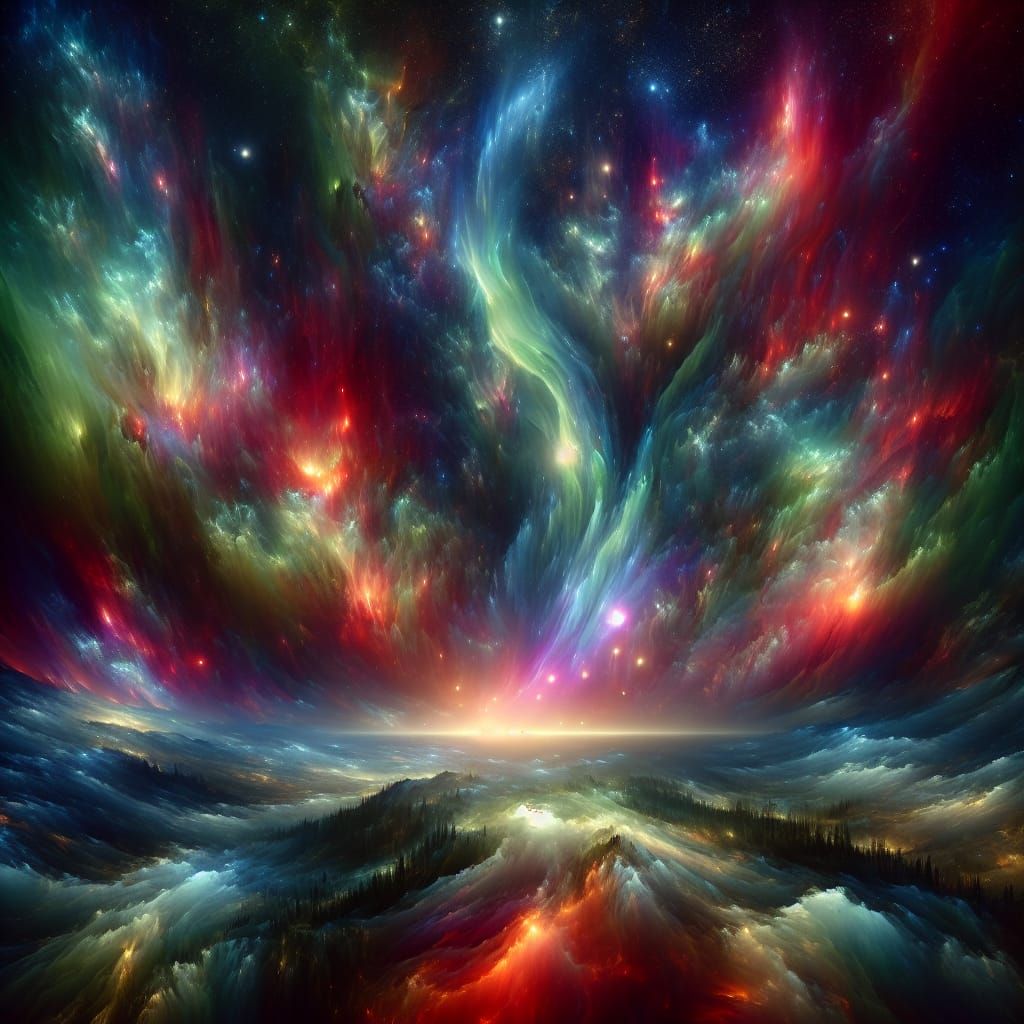 Dramatic Northern Lights Digital Matte Painting