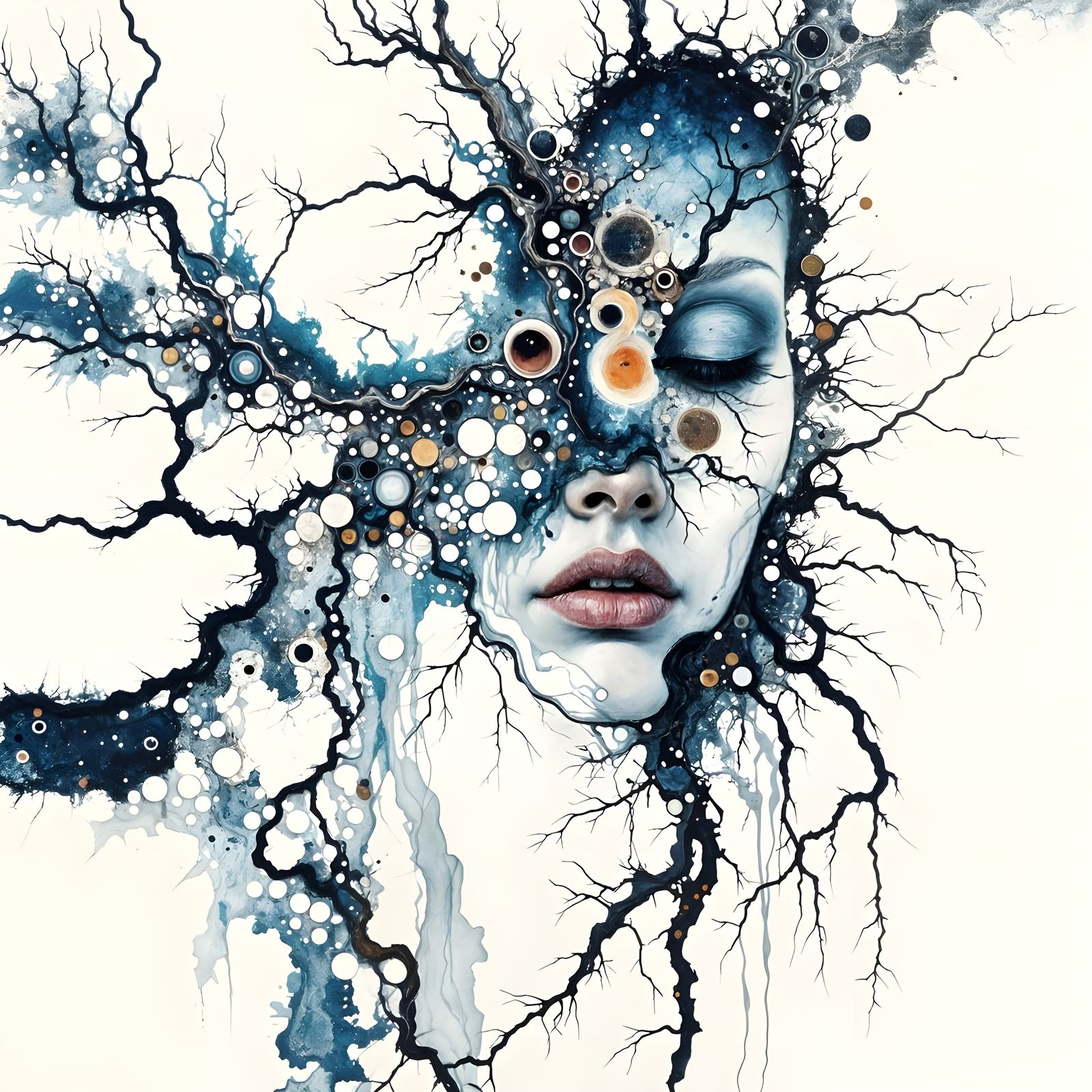 Ethereal Portrait in Vellumside Abstract Collage Style