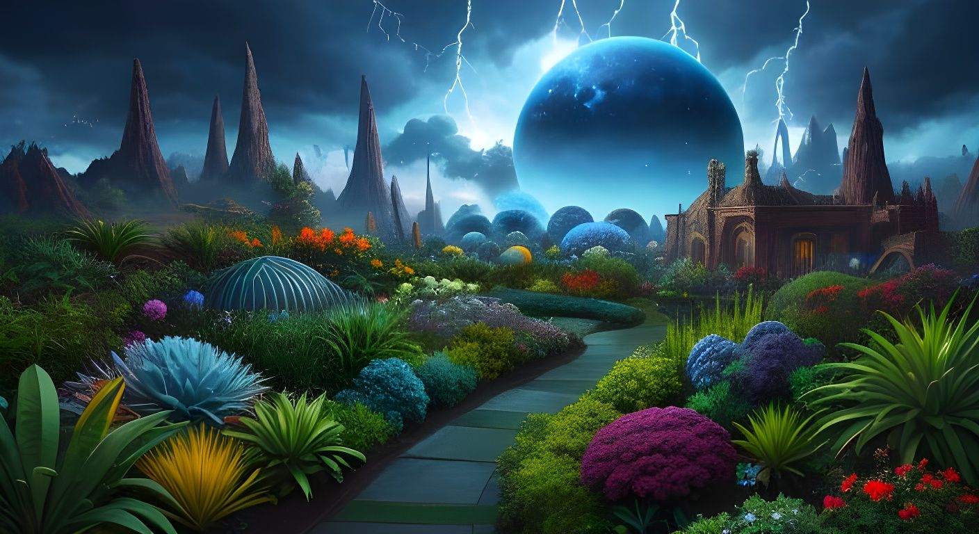 Surreal Exoplanet Garden in Photorealistic Detail
