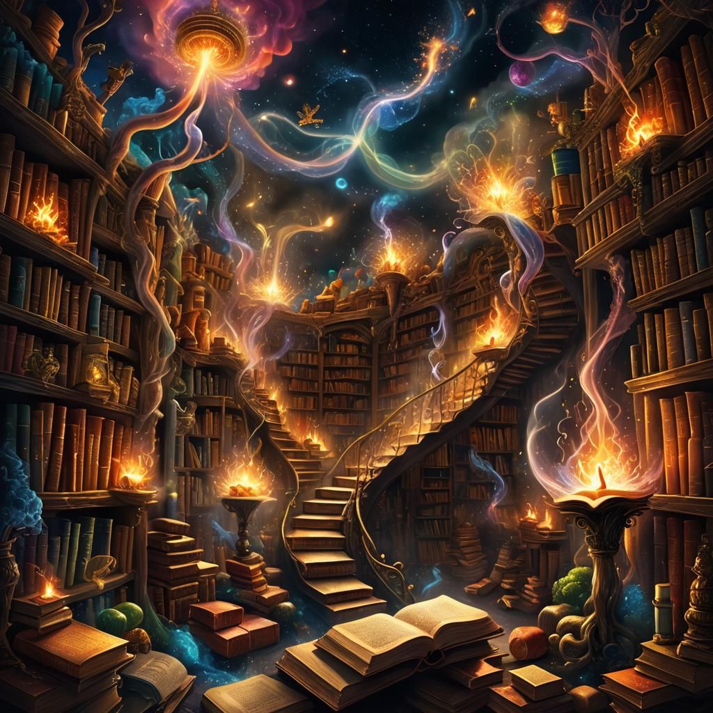 Whimsical Books as Fantasy Realms in Watercolor