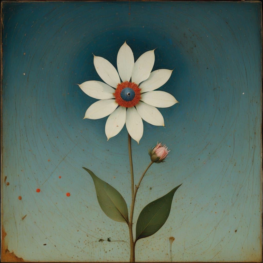 Minimalist Flower in Style of Hieronymus Bosch