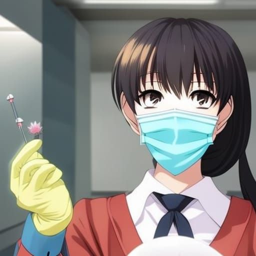 Anime Style Female Dentist with Mask and Gloves