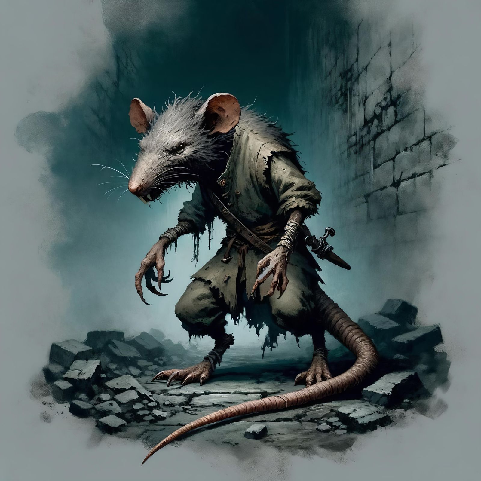 Wererat: Grim Fantasy Creature in Gloomy Sewer