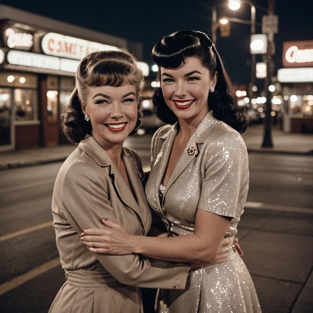 Doris Day and Bettie Page Diner Photo