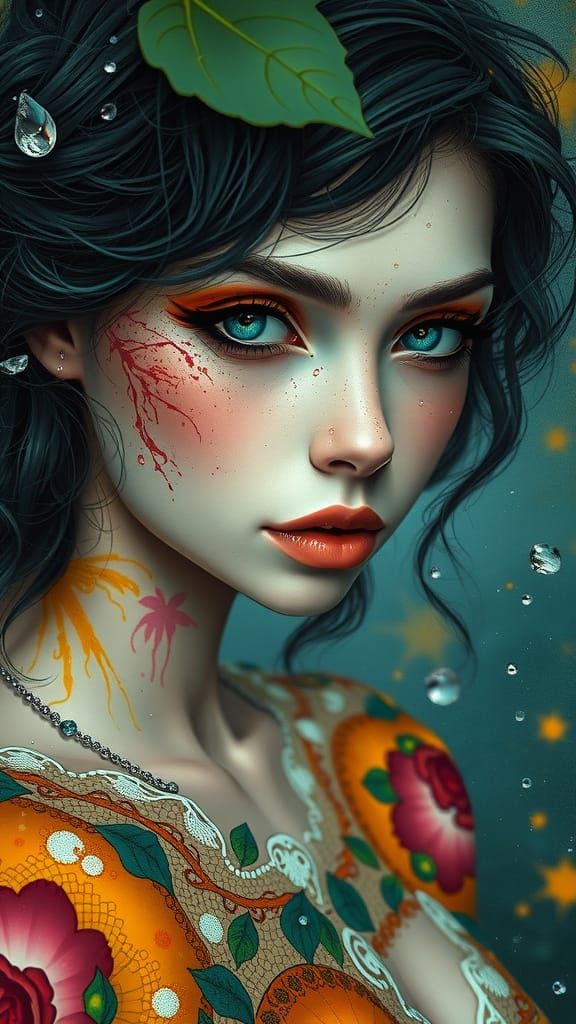 Glamorous Goddess in Art Nouveau Splendor