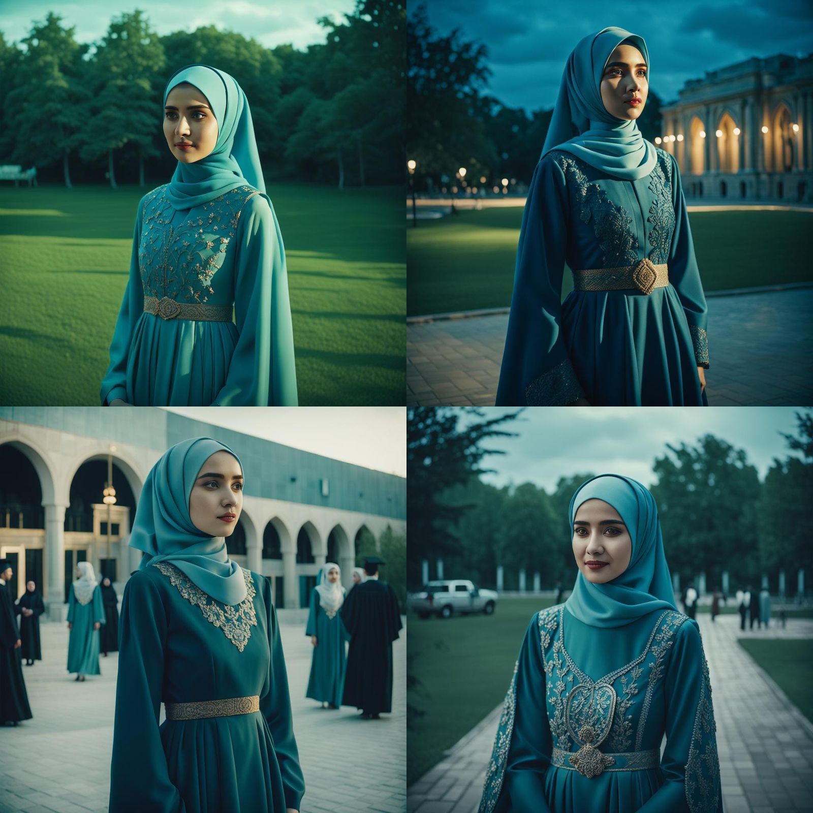 Elegant Hijab Evening Dress, Cinematic Style