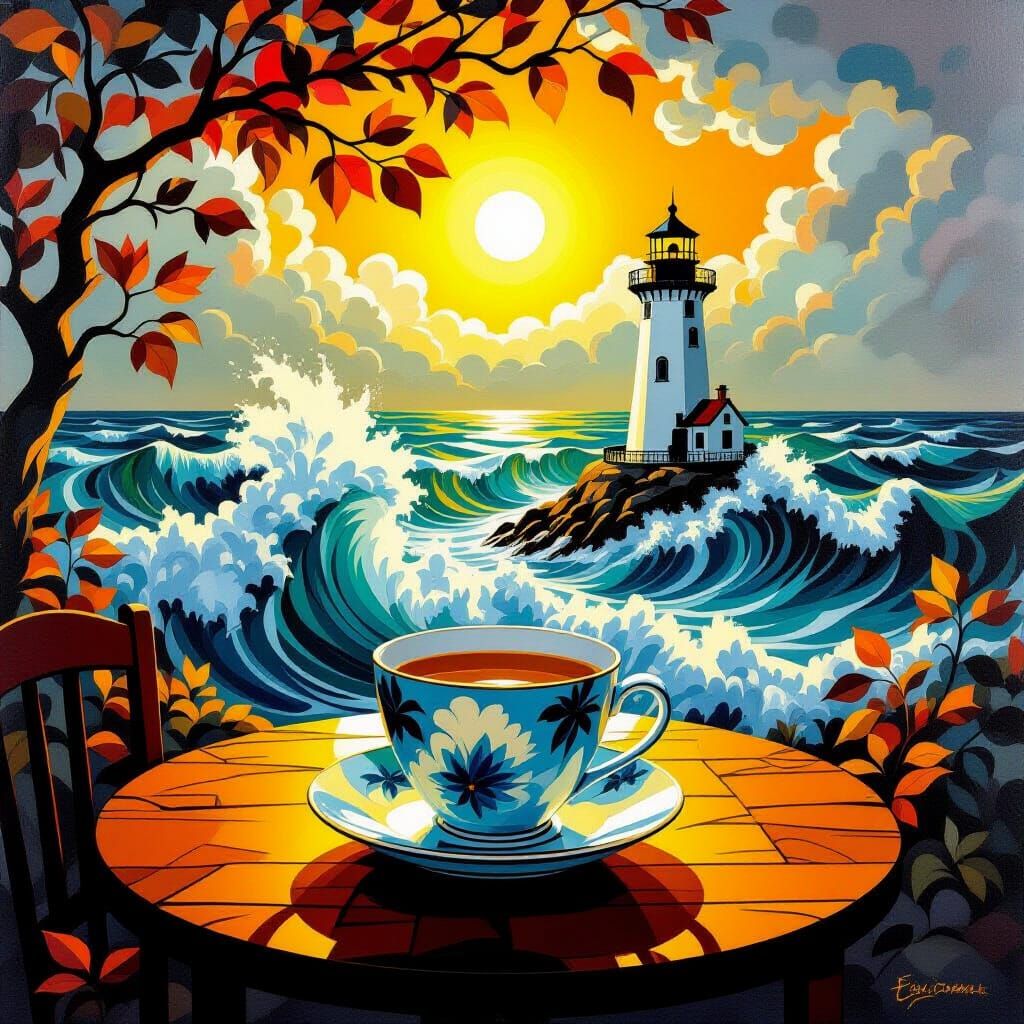 Storm in Teacup: Surreal Oil Painting