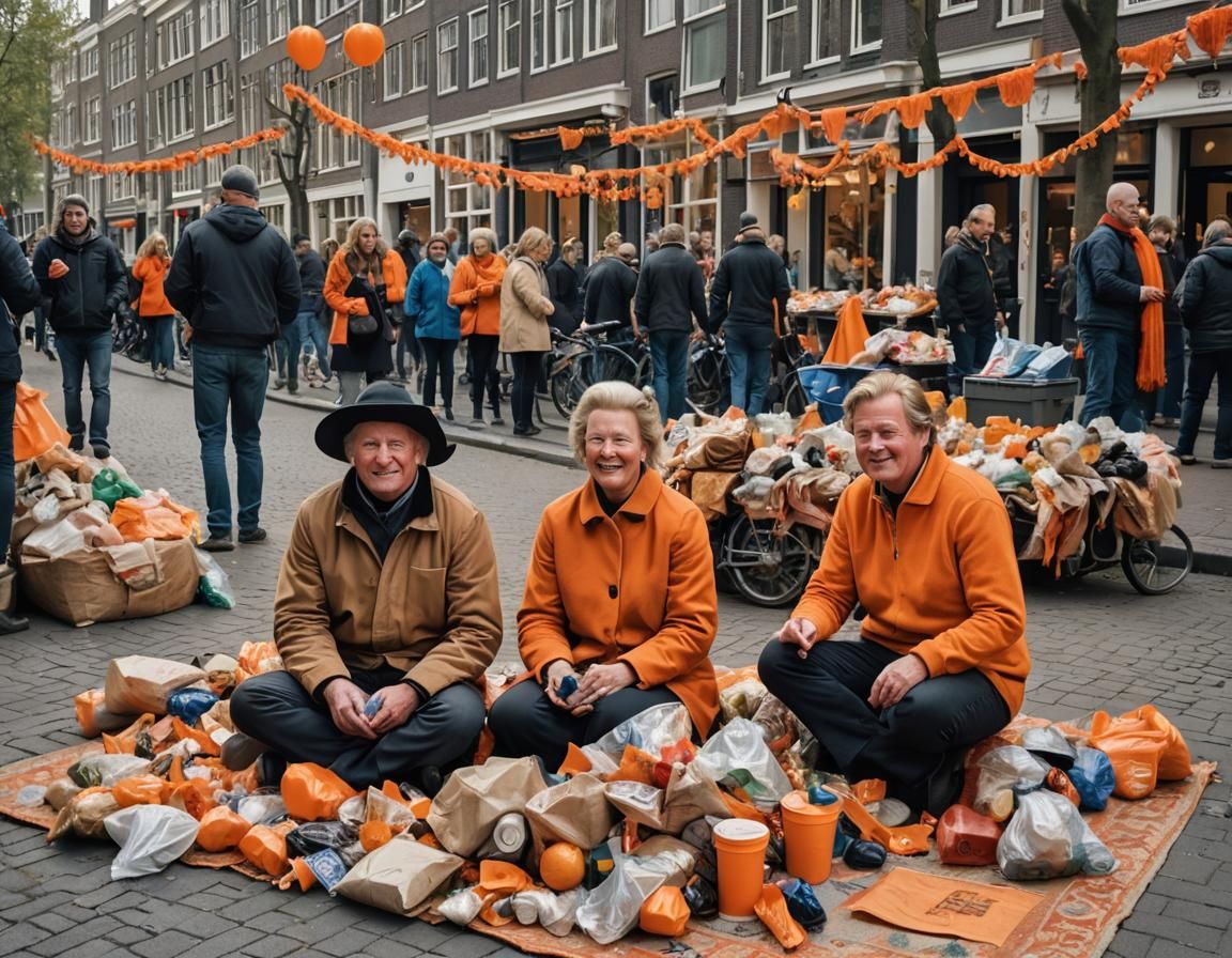 Dutch Royalty Sell Rubbish on Kingsday, Amsterdam