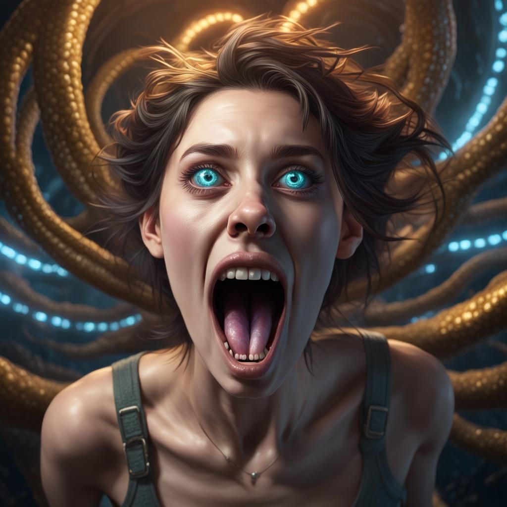 Hypnotized Woman with Spiral Eyes, Dark Fantasy Art