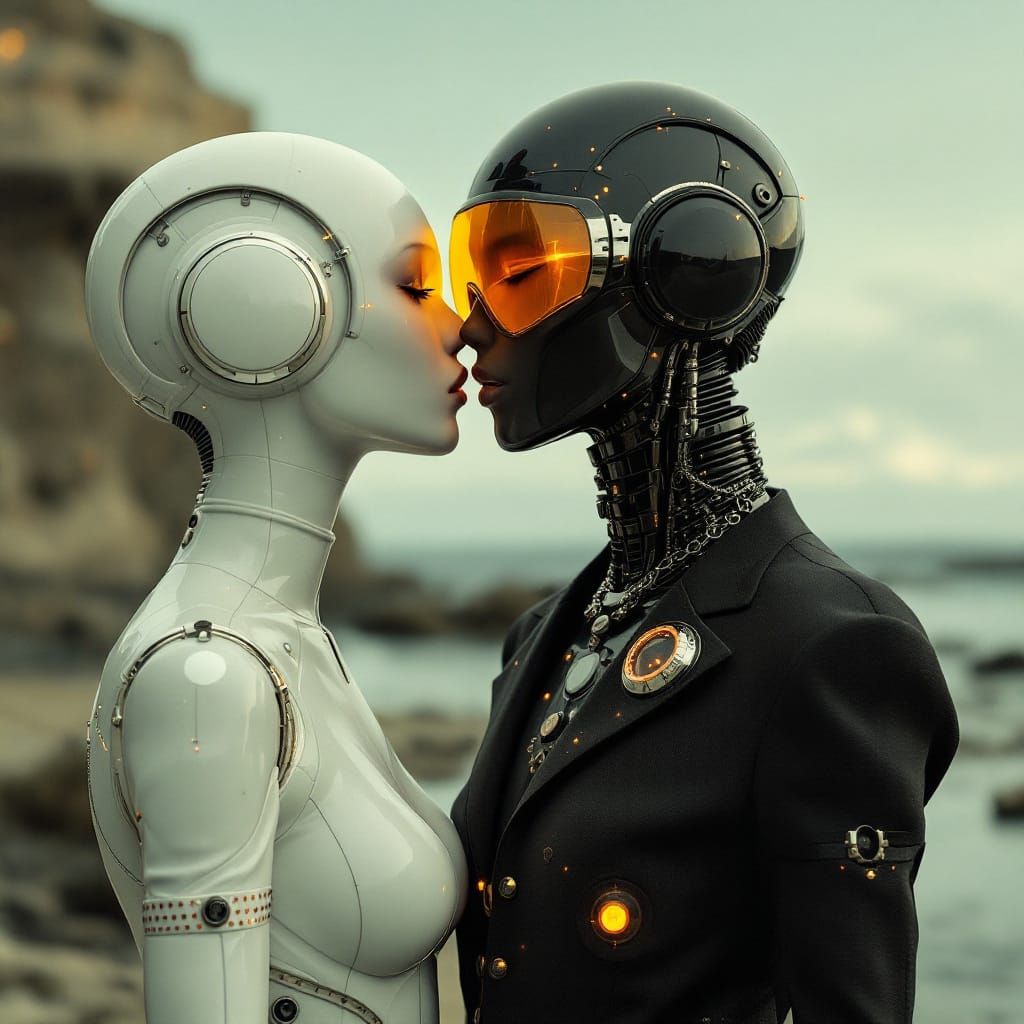 Retro-Futuristic Android Rivals in Art Nouveau Style