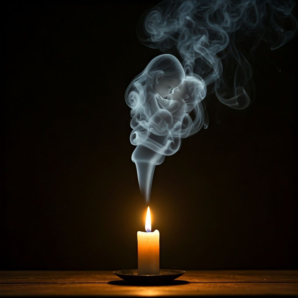 Candle Flame Transforms Into Mother and Child