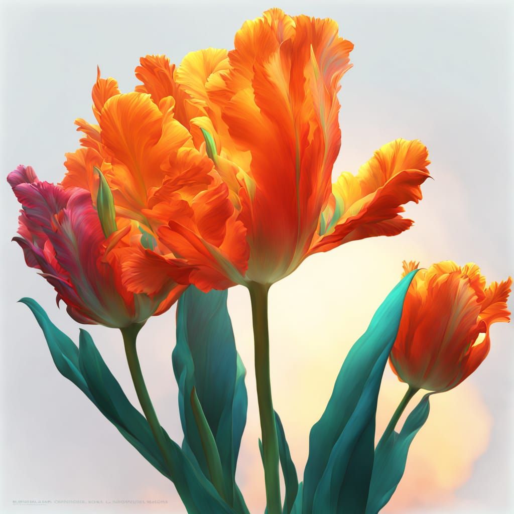 Colorful Parrot Tulip in Greg Rutkowski Style