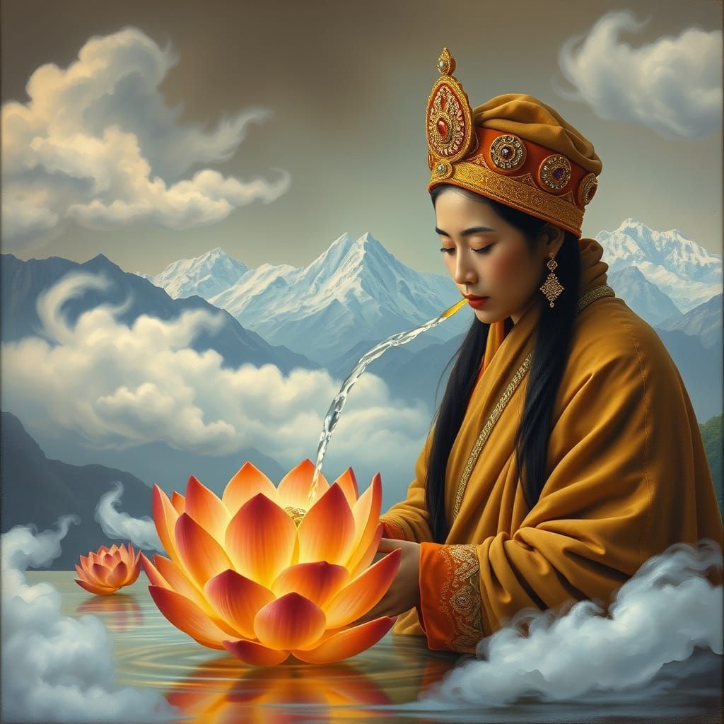 Tibetan Woman Finds Eternal Youth in Dreamlike Landscape