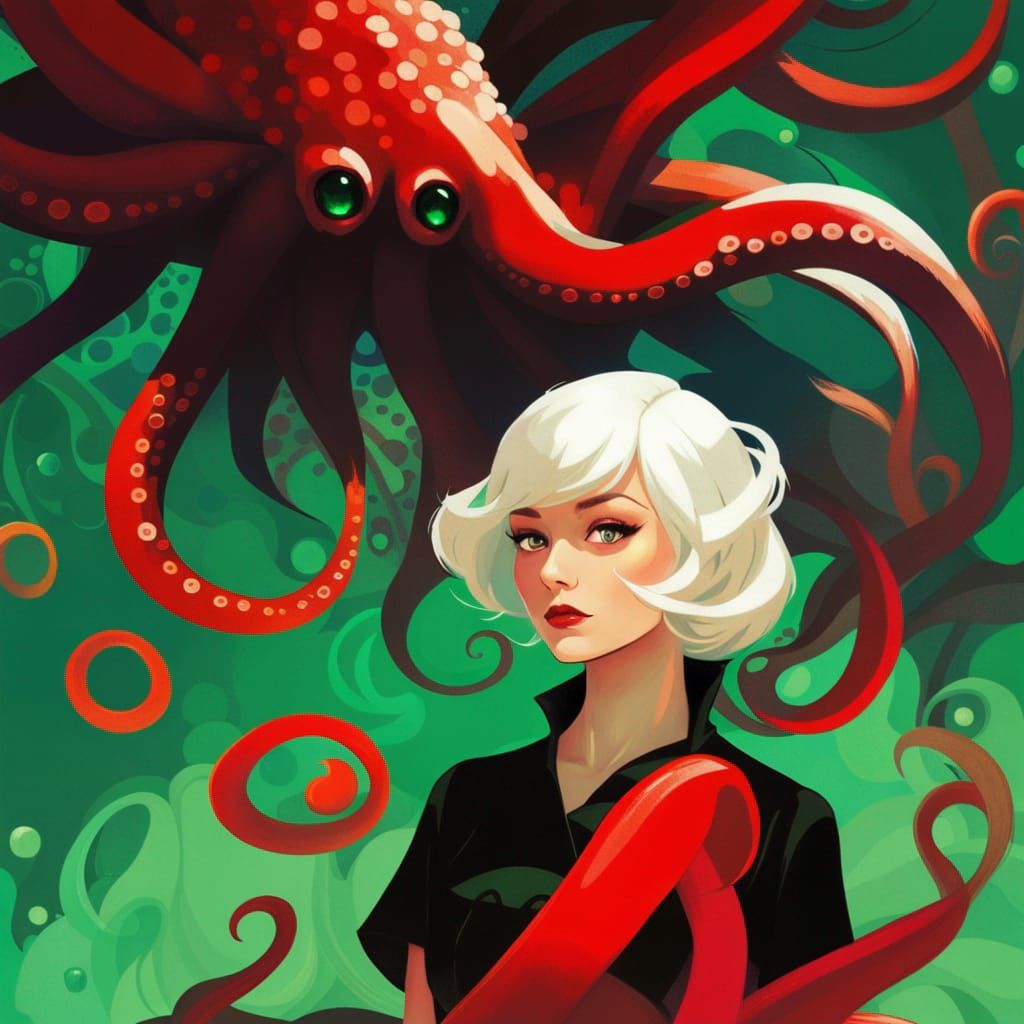 Octopus Haired Woman Illustration