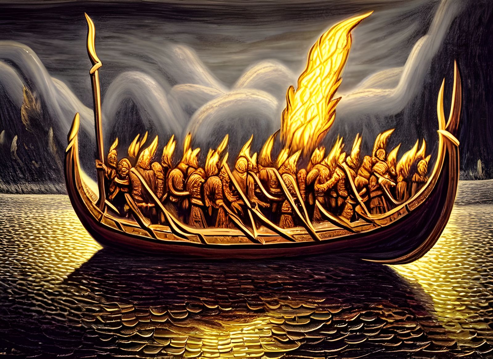 Viking Funeral Pyre Engulfs Chieftain in Fiendish Storm