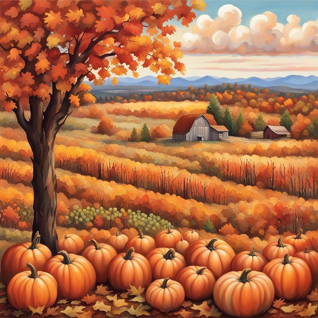 Bountiful Fall Harvest in Detailed Matte Painting