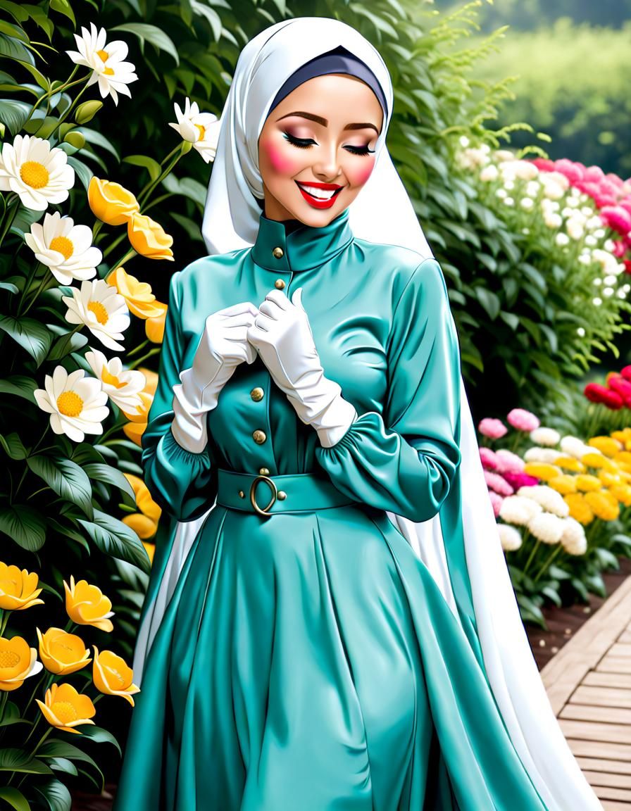 Elegant Hijabi Woman in a Floral Wonderland
