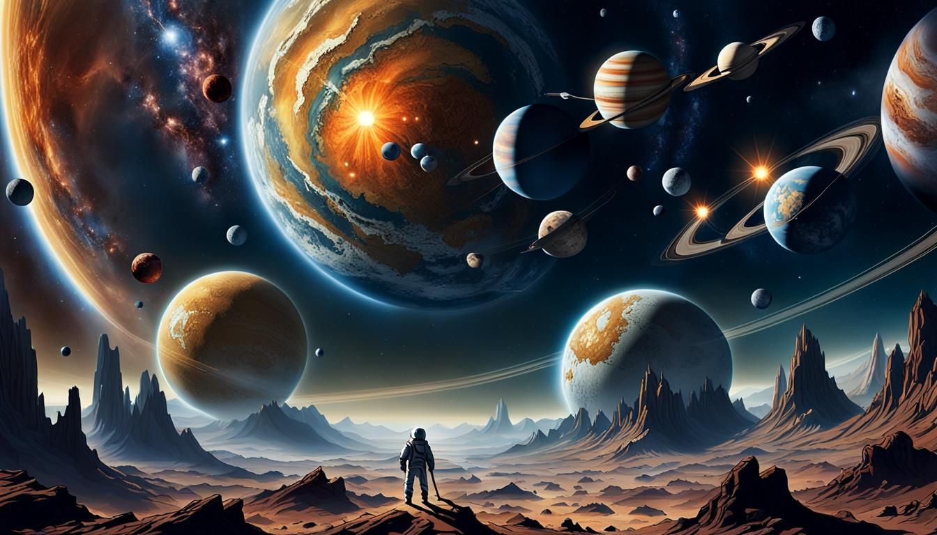 Gods Play with Planets in Dramatic Cosmic Art