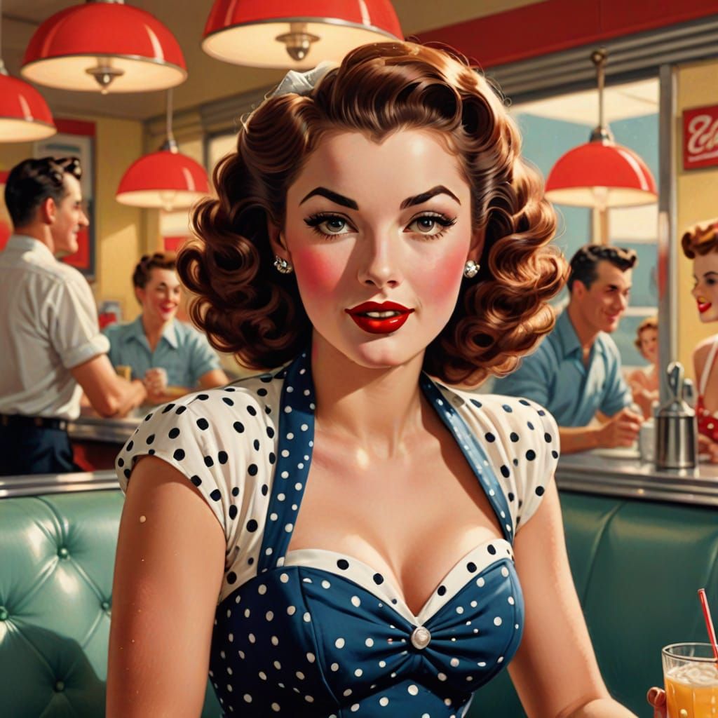 1950s Pin-Up Girl in Retro Diner
