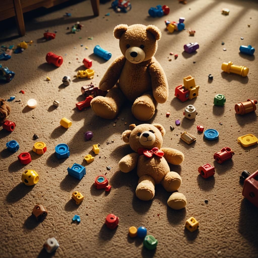 Toys in Golden Light: Cinematic Film Still