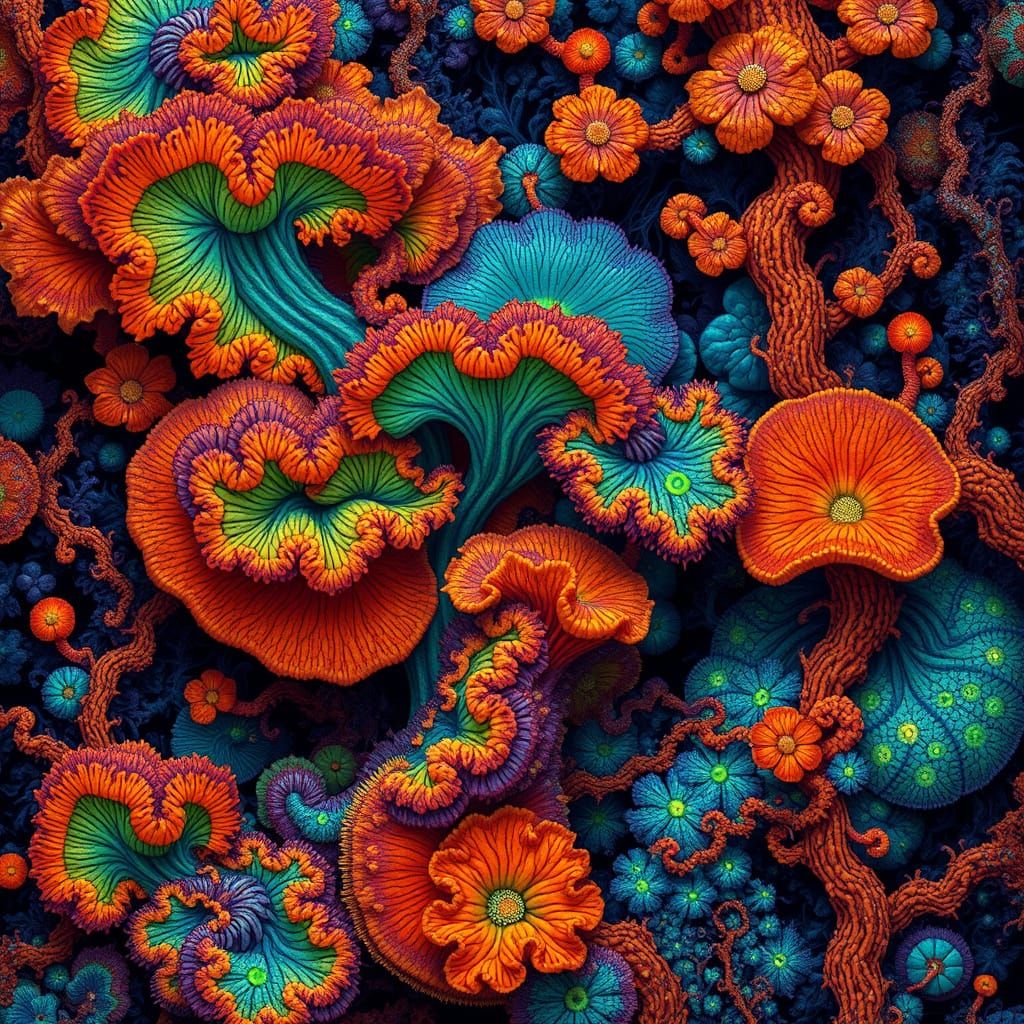 Surreal Fungal Networks in Maximalist Style