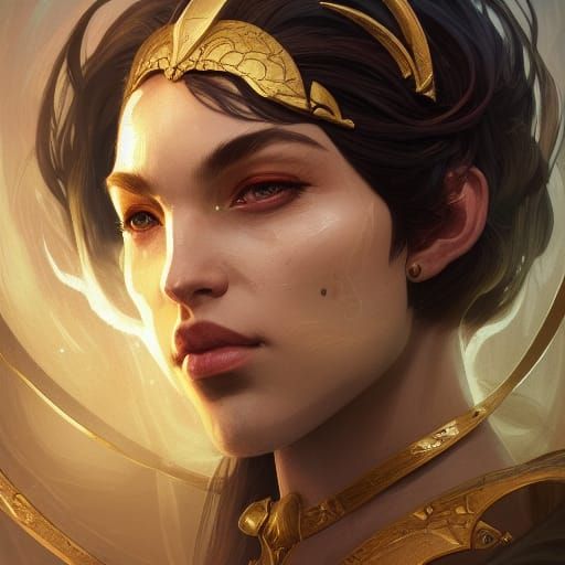 Detailed Capricorn Portrait in Art Nouveau Style