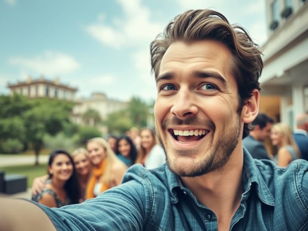 Handsome Man Taking a Selfie