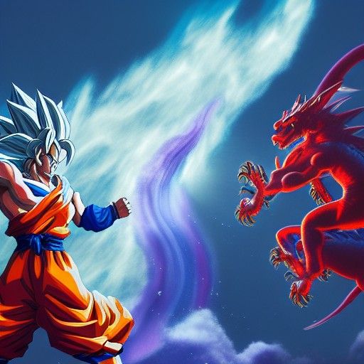 Three-Headed Dragon Breathes Fire on Goku