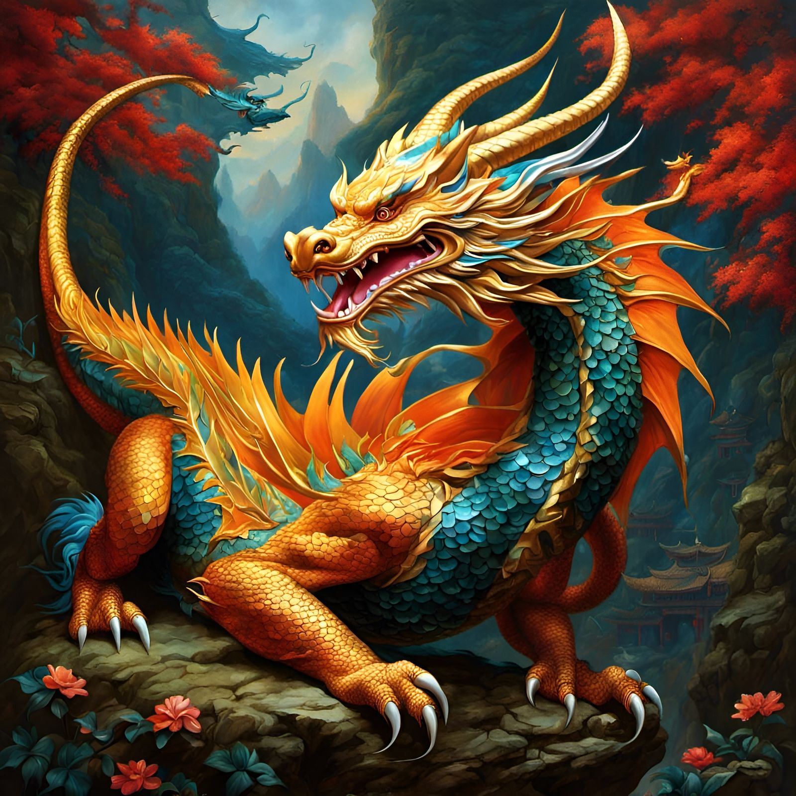 Intricate Dragon Portrait in Fairy Tale Style