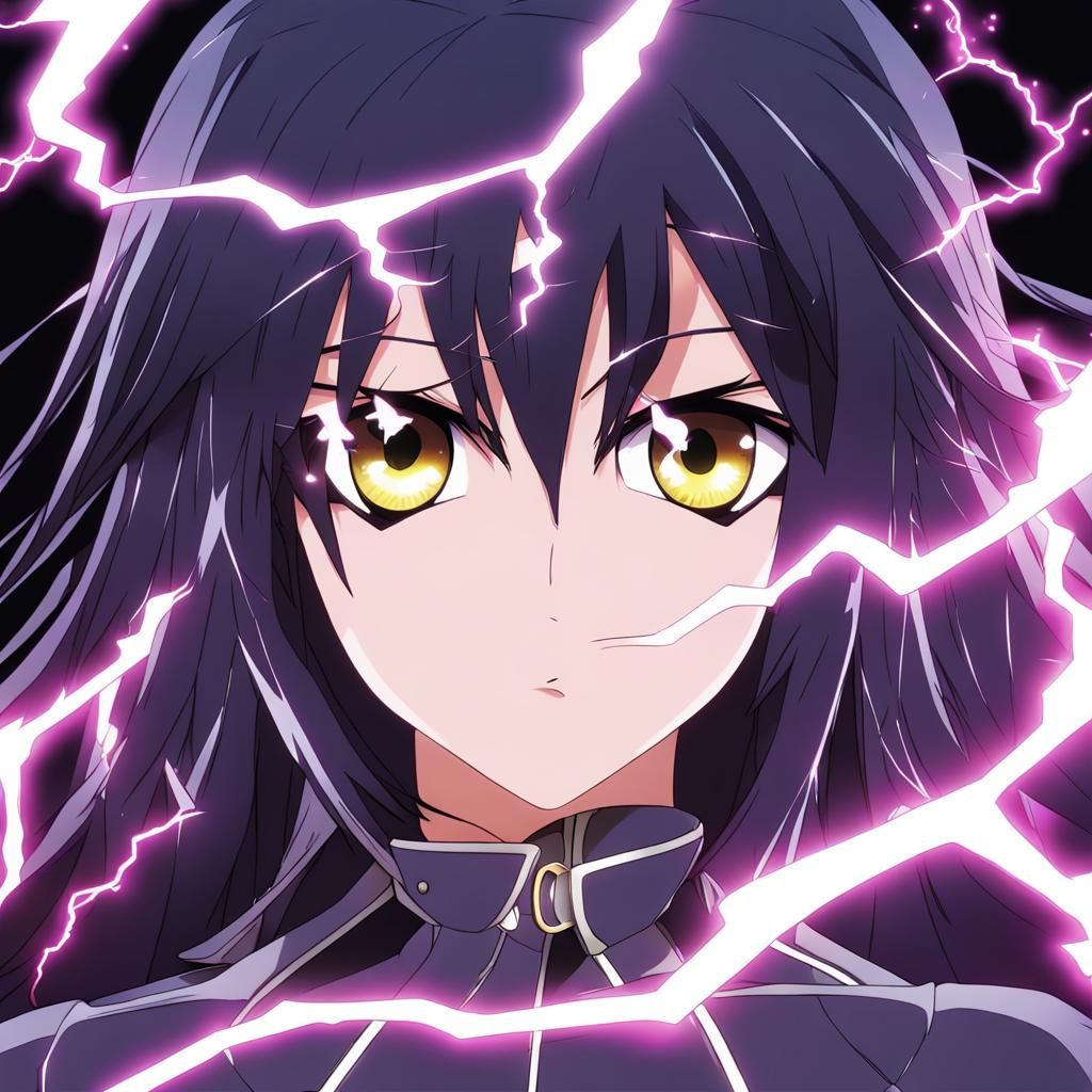 Anime Girl with Lightning Magic and Heterochromia