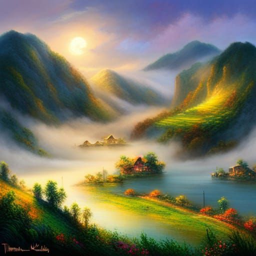Ethereal Vietnam Landscape in Luminist Style