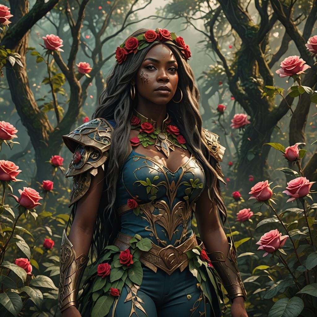 African American woman cosplay as Undergrowth Sam. Long stra...