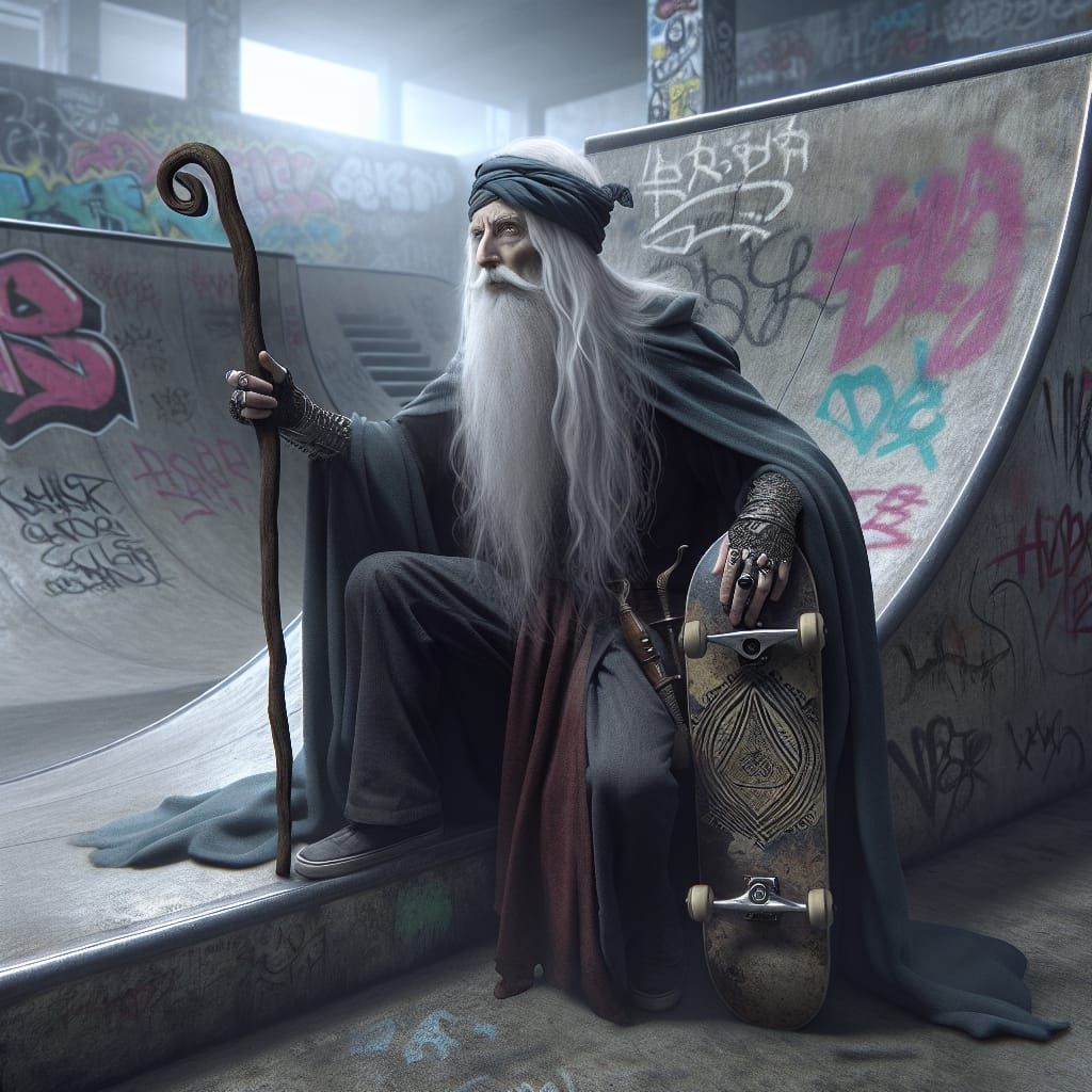 Wizard Skater in Art Deco Skate Park