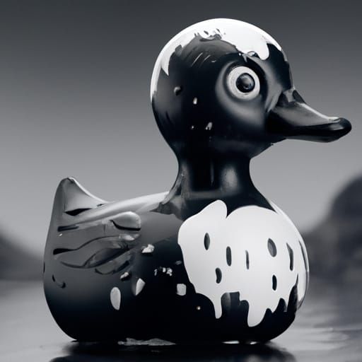 Detailed Black and White Duck Painting